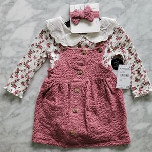 NEW Nicole Miller Nordstrom Pink Textured Dress with Floral Top and Bow